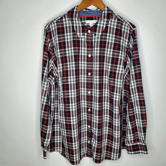 Charter Club Tops - Charter Club Womens Black Plaid Button Front Blouse Size 2X Long Sleeve Casual